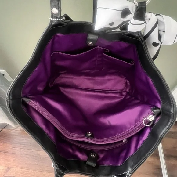 Coach Black Signature Canvas Leather Satchel - Picture 6 of 7